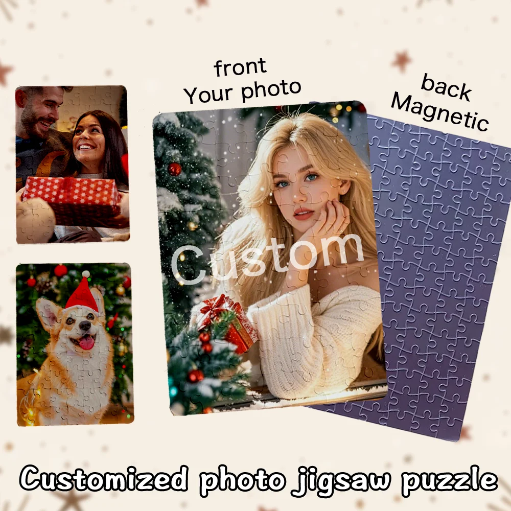 

1pack Custom photo rectangular jigsaw puzzle, game jigsaw, with magnet can be adsorbed on the refrigerator, personalized custom