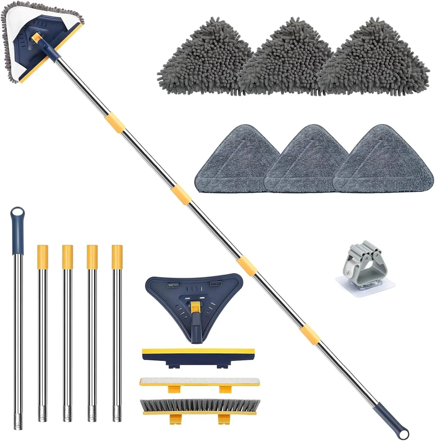 

Многофункциональная швабра-стеклоочиститель 5-в-1 с длинной ручкой, 6 насадками для стен, окон и полов