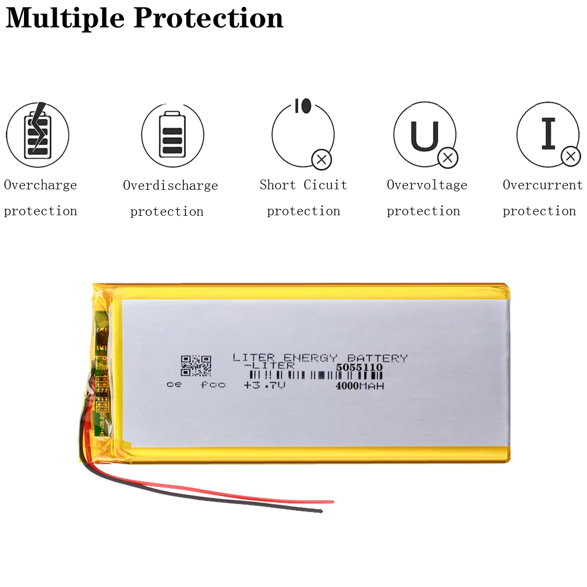 3.7 V lithium polymer battery 4000 mah large-capacity PDA tablet PC MID 5055110