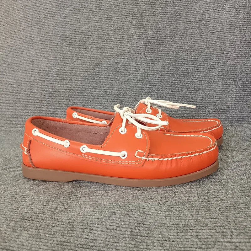 2026 جلد طبيعي قارب الأحذية الأحذية الرجال حذاء كاجوال Handsewn العلامة التجارية الفاخرة المتسكعون الرجال الأخفاف الجلدية الحبوب الكاملة #5