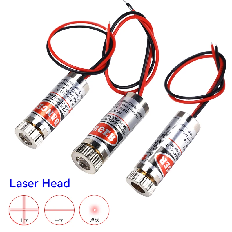 650nm 5mW Adjustable Industrial Use Laser Head with Focusable 12MM Diameter Red Point Line Cross Glass Lens Diode 5V