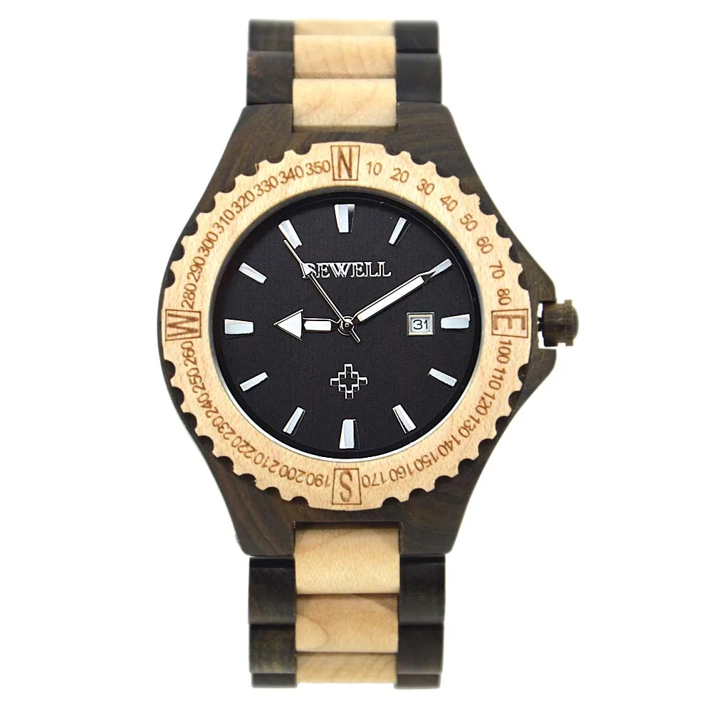 Men's Natural Wooden Quartz Wristwatch description 5