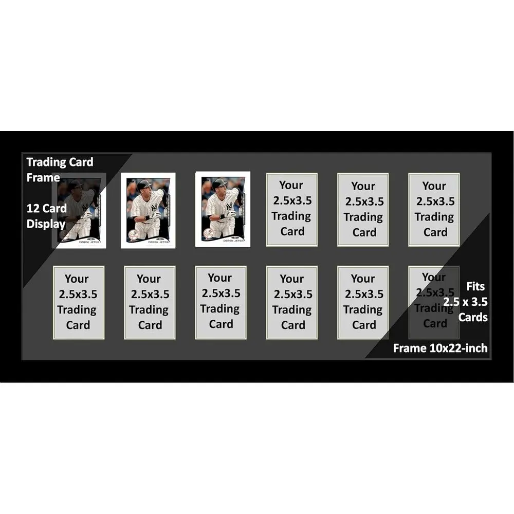 

22-inch Double Row 12 Opening Horizontal Black CollectCard Holder with Matting for 2.5 x 3.5 Trading Cards