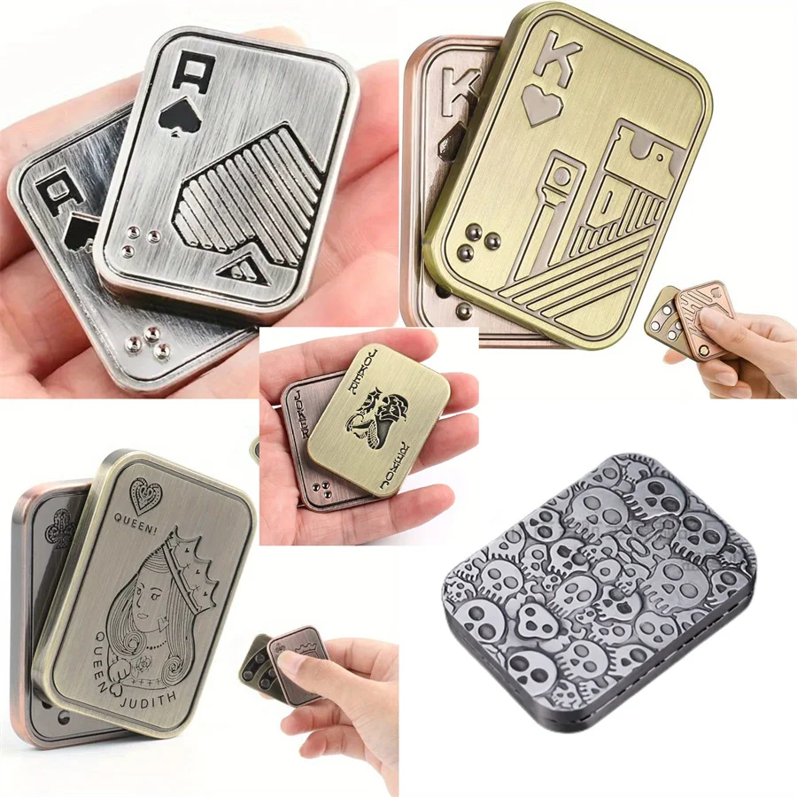 1szt Metal Fidget Toys - Metal Poker Push Card Fidget Slider Stress Relief Toy, Fidget Toy Haptic Coin, Office Desk Toys Gifts