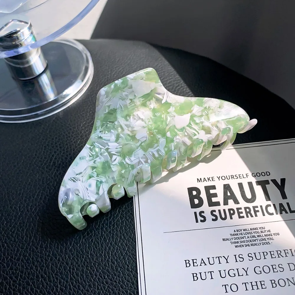 

Solid Color Fresh Acetate Hair Claw Leopard Printing Hair Clip Printing Shark Clip Geometry Headwear Tortoiseshell Hair Claw
