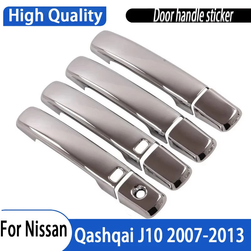 Styling Accessories For Nissan Qashqai J10 2007-2013 Glossy Black Chrome Car Door Handle Cover Stickers