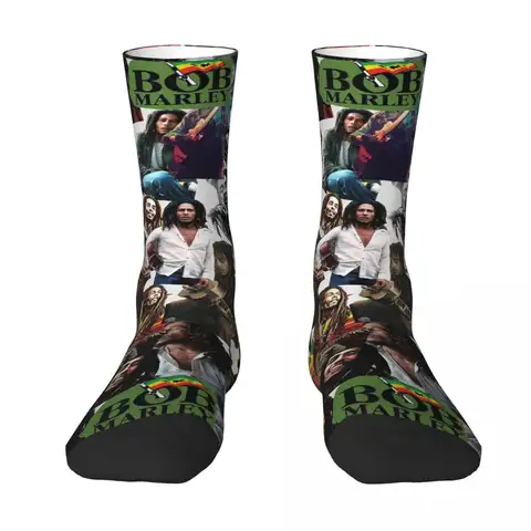 Bob Marleyed Reggae Musician Socks Harajuku Sweat Absorbing Stockings All Season Long Socks Accessories Unisex Christmas Gifts