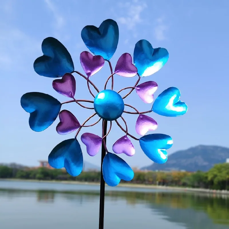 

Colorful Iron Windmill Spinner for Garden Rotating Yard Decor for Balcony Vintage Wind Powered Ornament Outdoor Landscape Art