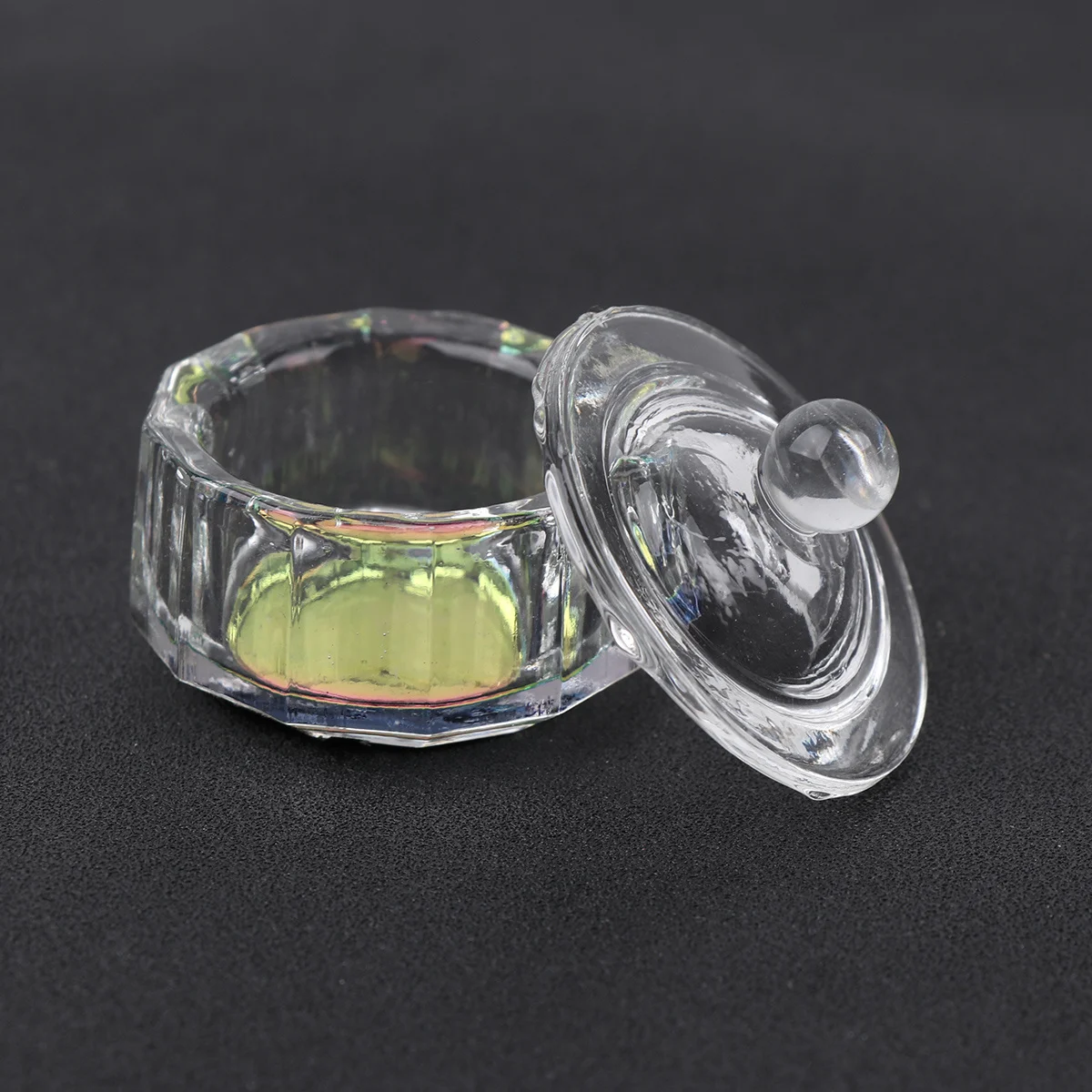 2 pezzi di vetro per unghie tazza di cristallo mini ottagonale piccolo piccolo coperchio di tazza di cristallo miscelatore di polvere liquida acrilica salone di arte del chiodo
