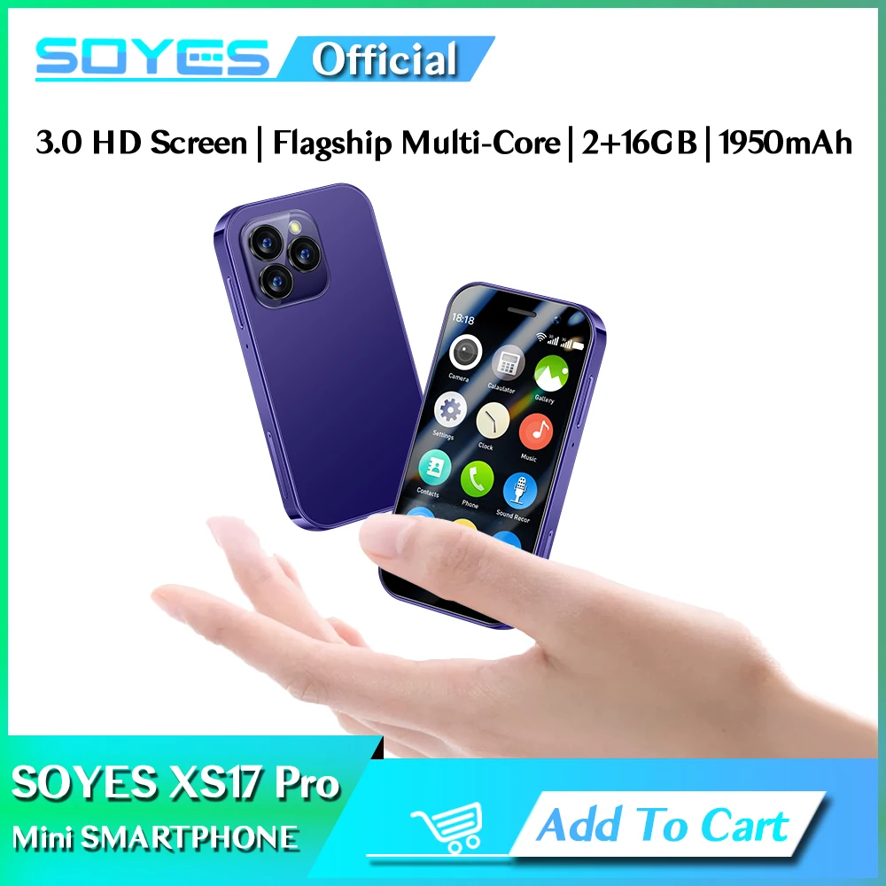 SOYES-teléfono inteligente XS17 Pro Mini, smartphone con Android 9,0, 1950mAh, identificación facial, 2GB de RAM, 16GB de ROM, SIM Dual, modo de espera, GPS, 3,0 pulgadas