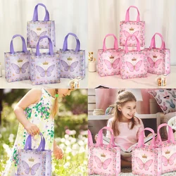 4pcs Pink Purple Butterfly Gift Bag Non-woven Fabric Tote Bags for Butterfly Theme Birthday Wedding Party Favors Supplies