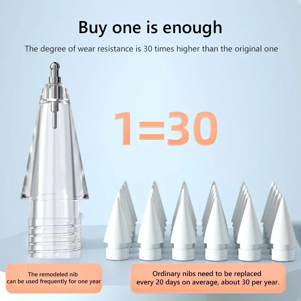 1/2/3Pcs Anti-slip Pencil Tips for Apple Pencil 1st 2nd Generation Fine Point Tablet Pen Nibs Precise Spare Stylus Metal Nib