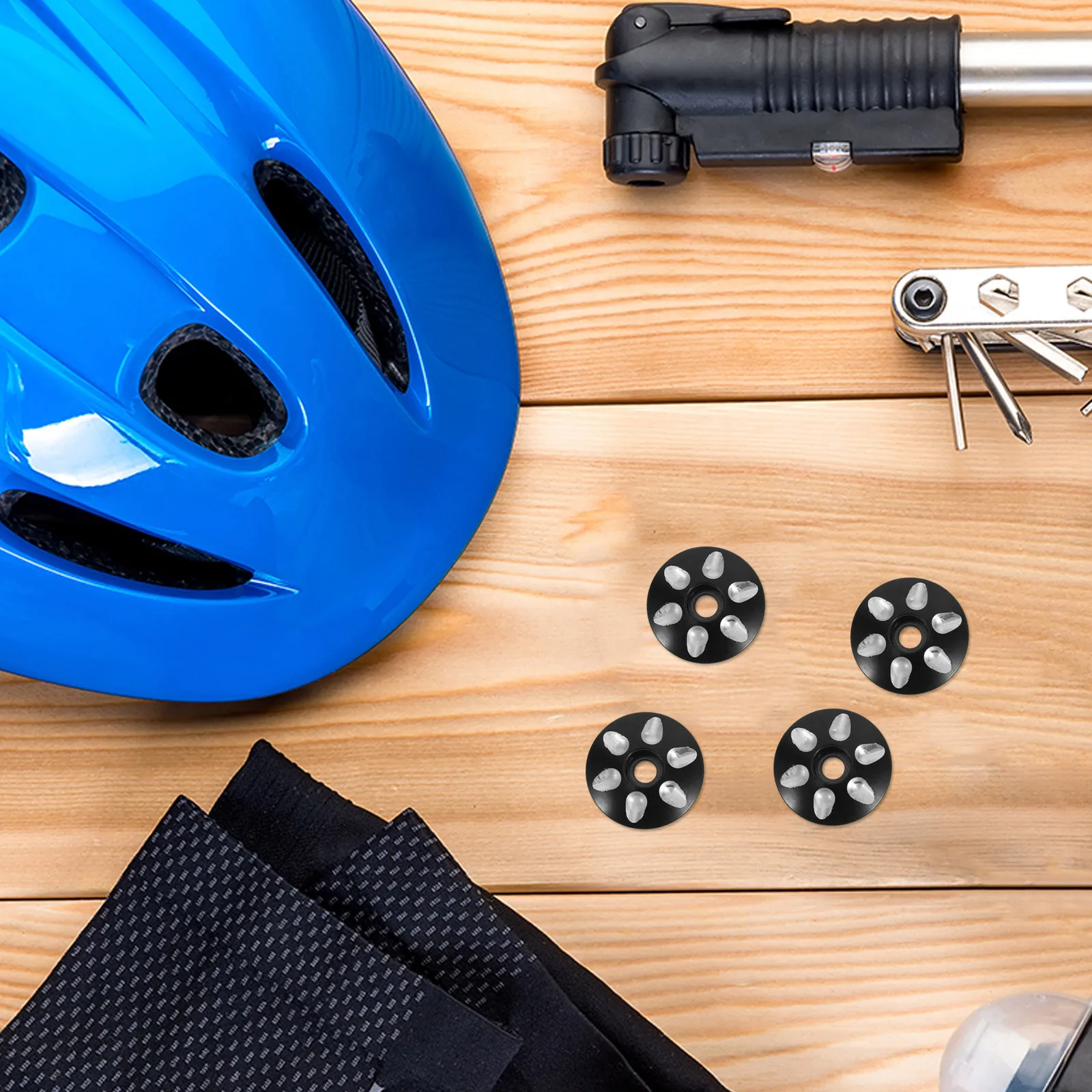 

4Pcs Bike Headset Top Caps Aluminum Alloy Waterdrop Shape Smooth Finish Universal Fit for Road and Mountain Bikes