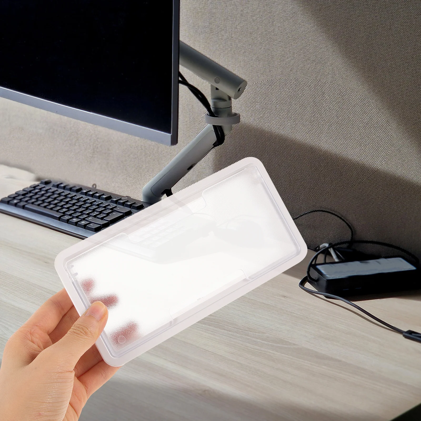 

2Pcs Plastic Desk Grommets Wire Hole Cover Rectangular Cord Hole Plug Durable Desktop Organizer Desk Grommets Wire Organizer