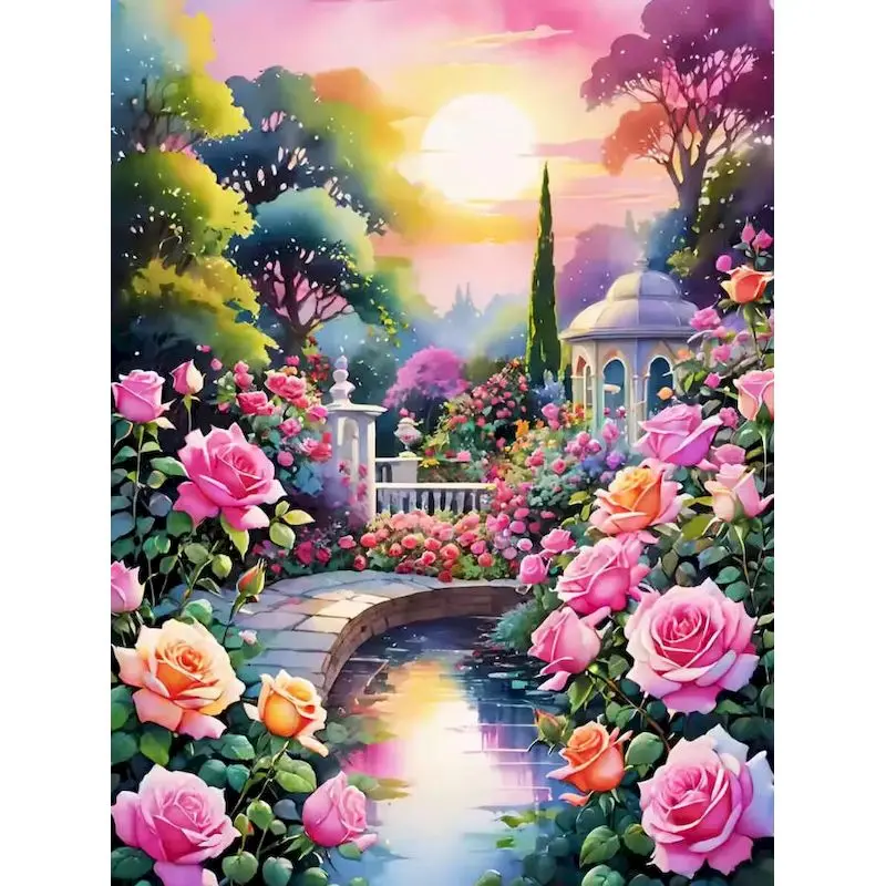 

GATYZTORY Coloring By Number Sunset Stream Kits DIY Drawing On Canvas HandPainted Painting By Numbers Landscape Home Decoration