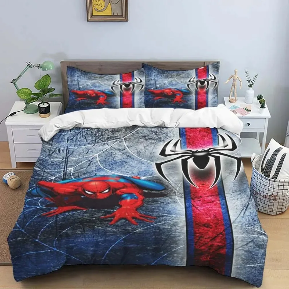 Spiderman dziecięcy zestaw pościeli dla chłopców narzuta na łóżko uniwersalna, dzieci kreskówka pająk poszwa na kołdrę, pościel dziecięca pościel