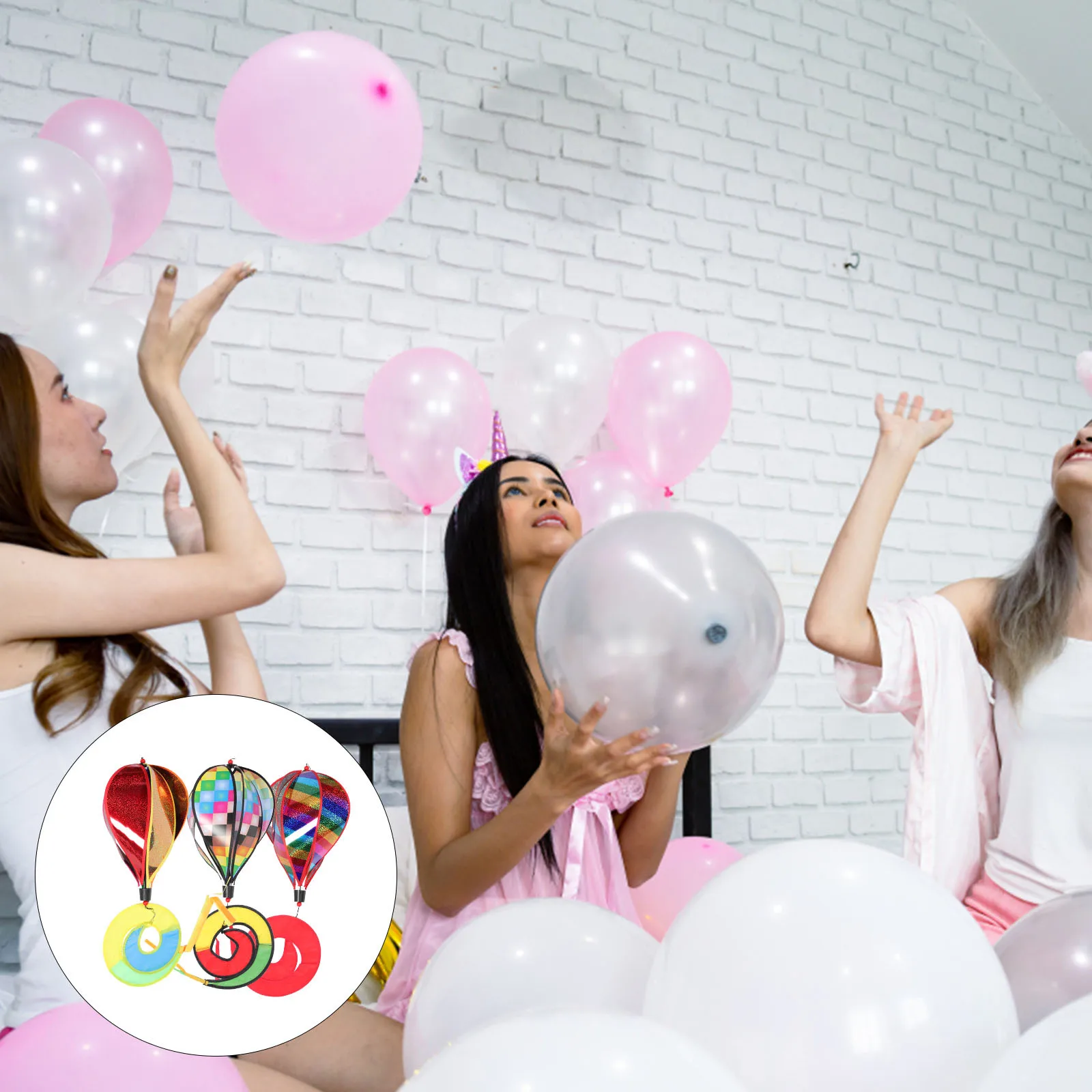 

3Pcs Garden Hot Air Balloon Wind Spinners Hanging Decorations Colorful Outdoor Yard Party Hot Air Balloons Cloth Wind Spinners