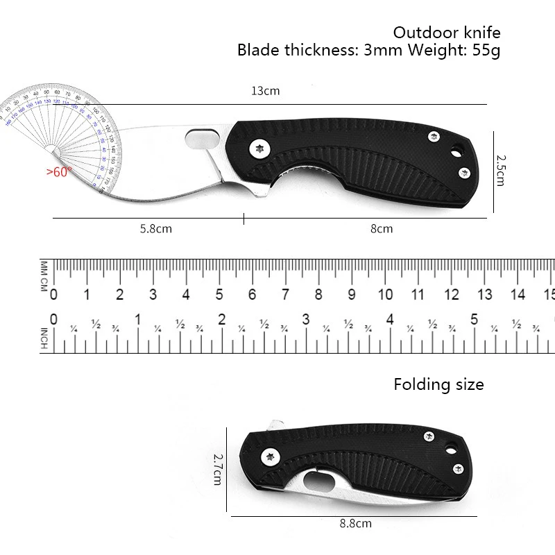 Outdoor mini folding knife high hardness camping knife G10 folding knife multi-purpose portable portable fruit knife