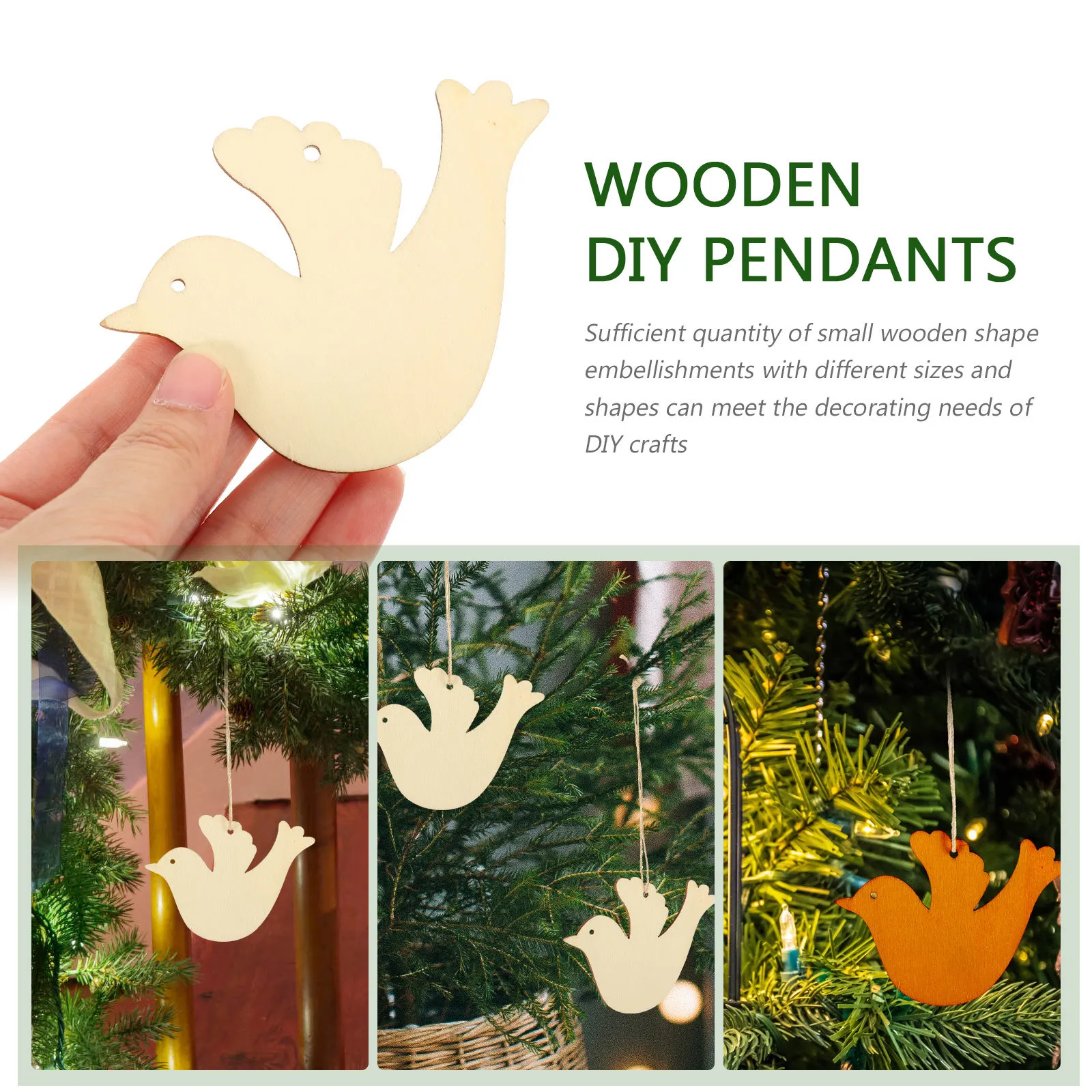 

1Set Xmas Wooden Shapes DIY Unpainted Pendants Cutouts for Holiday Decorating Christmas Graffiti Ornaments Blank Xmas Pendants