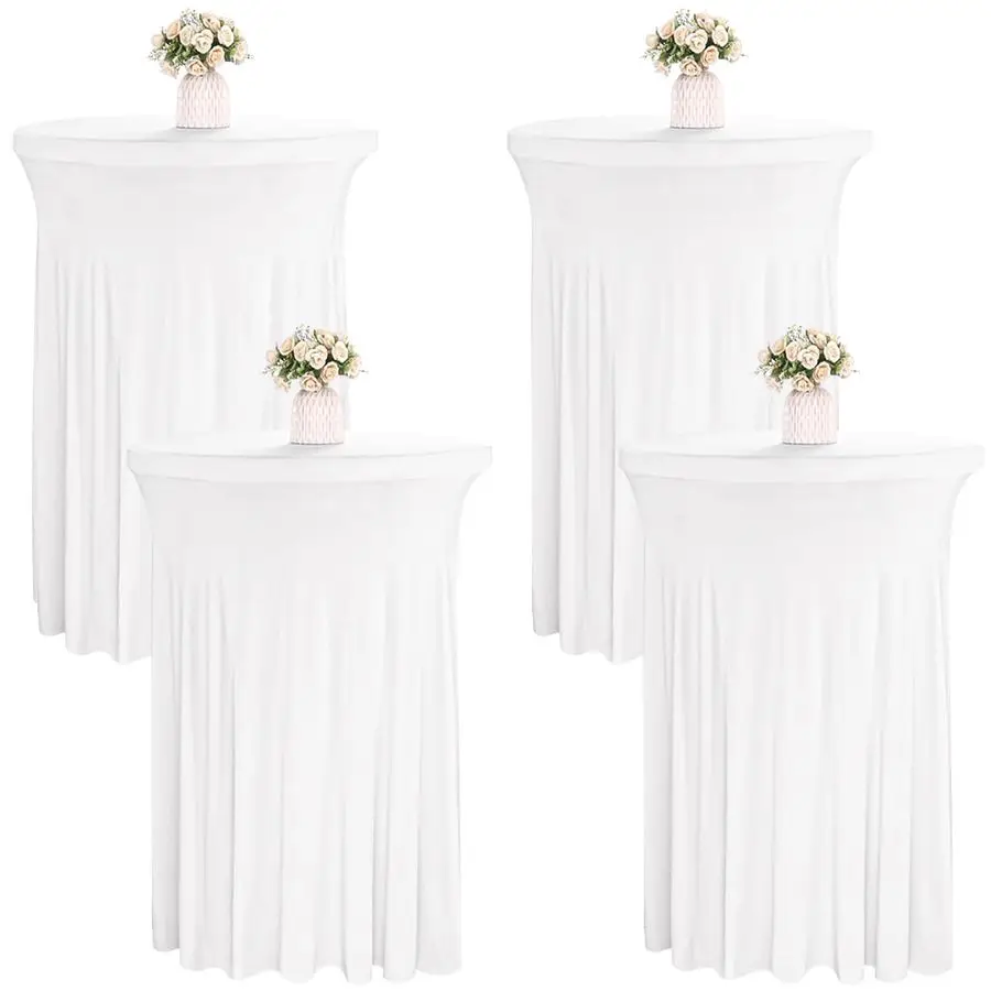 

Пакеты 32 x 43-дюймовых круглых юбок для коктейльного стола из спандекса, эластичный чехол для коктейльного стола, подходящий для высоких столов для свадебного бара P