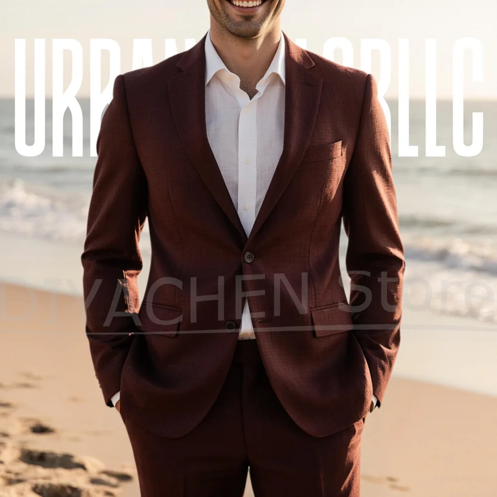 

Men's Slim Fit Suit Set Single Breasted Smart Casual Outfits for Gentlemen Formal Notch Lapel Two Piece Blazer with Pants