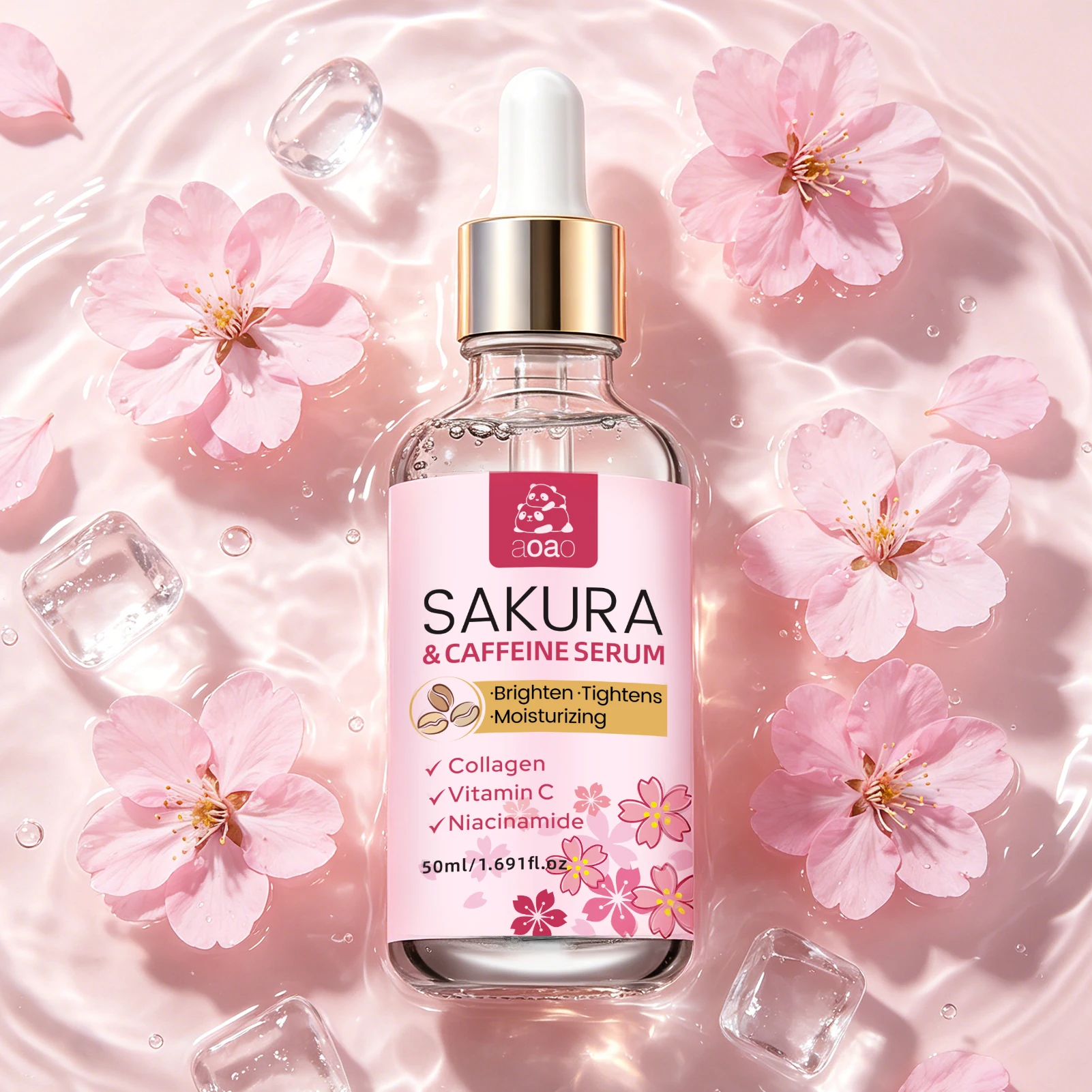 Sakura Essence Contains Niacinamide, Vitamin C, Nourishes, Firms, Hydrates, and Brightens the Skin.