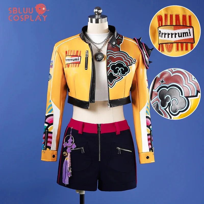 

qq28LQSBluuCosplay Kpop Huntrix Костюм R Качество Demon Hunters Rumi Косплей Парик