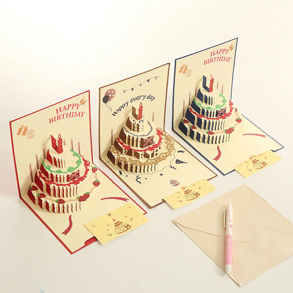 Birthday Greeting Cards 3D Pop Up Gift Card Gift Cards with Envelope Wedding Decorations for Tables