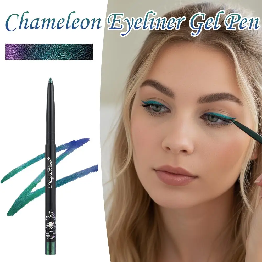 글리터 오로라 아이라이너 펜 멀티 크롬 아이라이너 지속적인 반짝임 메탈릭 아이섀도우 라잉 실크웜 그린 퍼플 메이크업 피그먼트