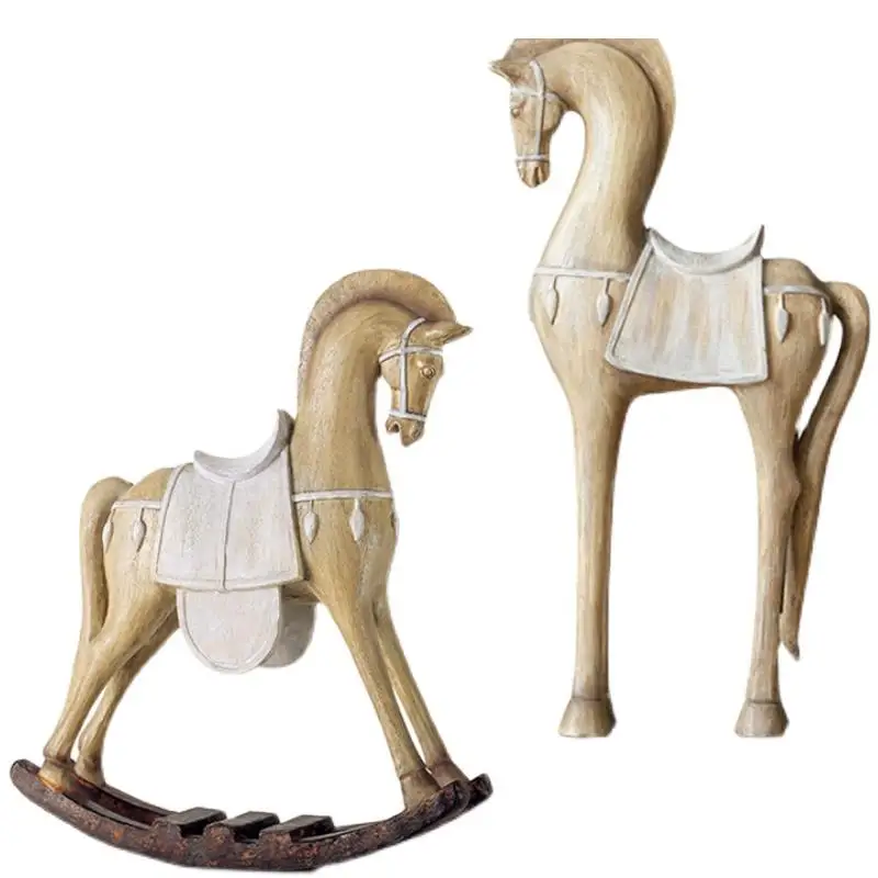 Imagem -06 - Retro Mão Pintado Cavalo de Tróia Resina Escultura Animal Art Móveis Mesa Ornamento Arte Home Decor Acessórios