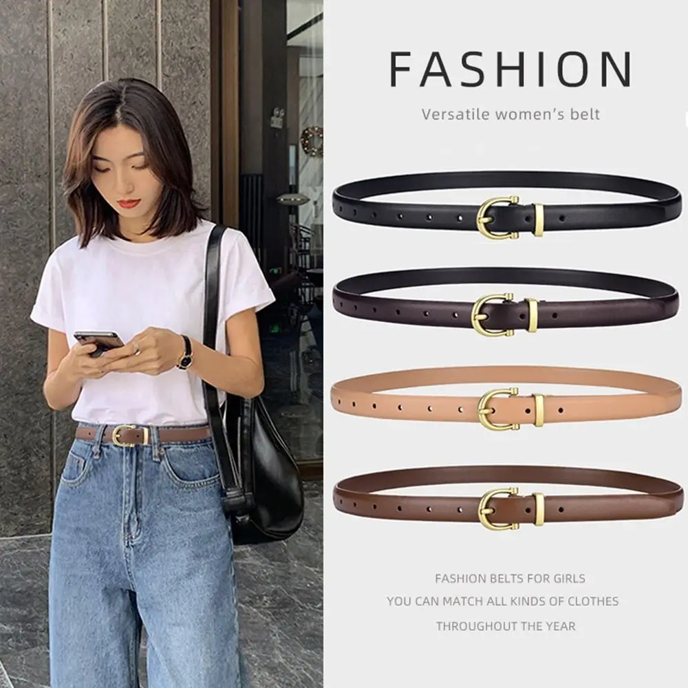 Fashion Waist Belt Women Ladies Skinny Thin Waist Belt PU Leather Waist Cinch Belt Zinc Alloy Buckle Waistband Popular Accessory