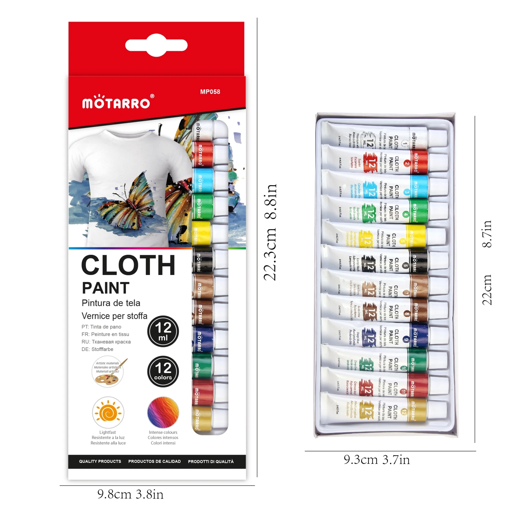 MOTARRO 12 Colors/Box Fabric Paint Set Permanent Textile Paint 12ml for Clothes Canvas Shoes Painting Supplies image 6