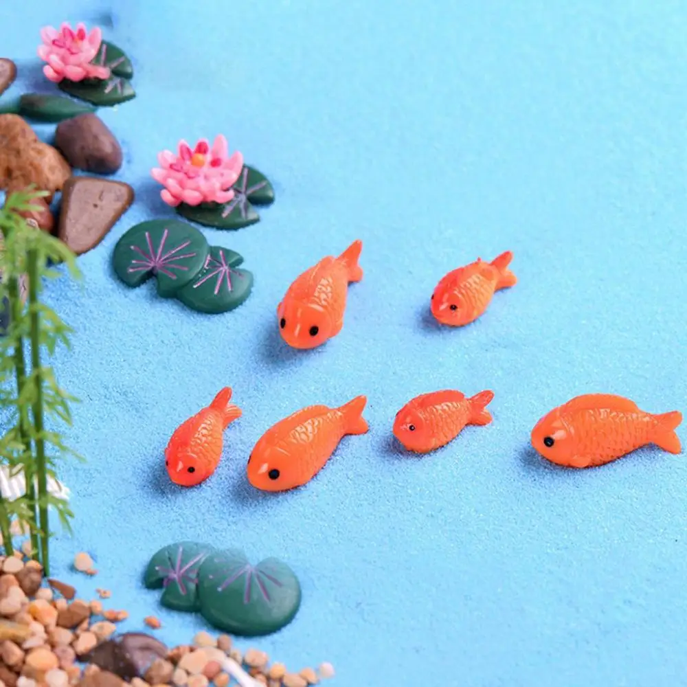 

Landscape Lotus Flower,Leaf Aquarium Ornament Red Fish Resin Crafts Fish Tank Decor Goldfish Figurine Pond Scene Miniature
