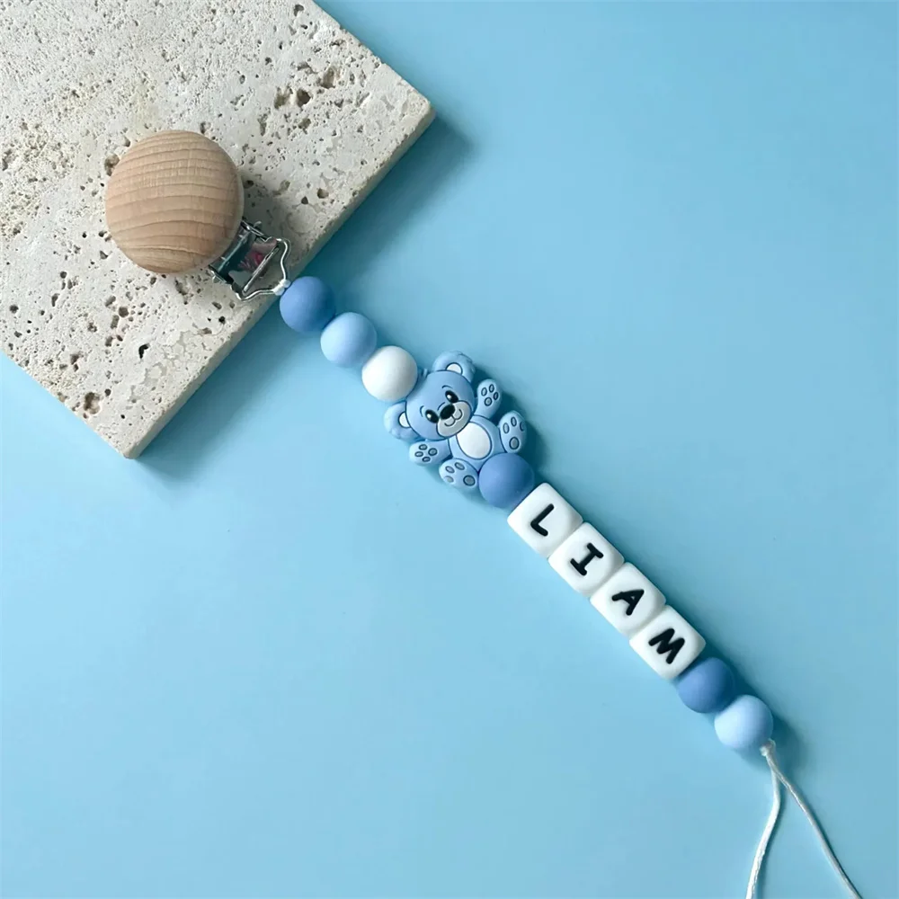 Персонализированные силиконовые зажимы для соски из бисера с очаровательными подвесками в виде медведя