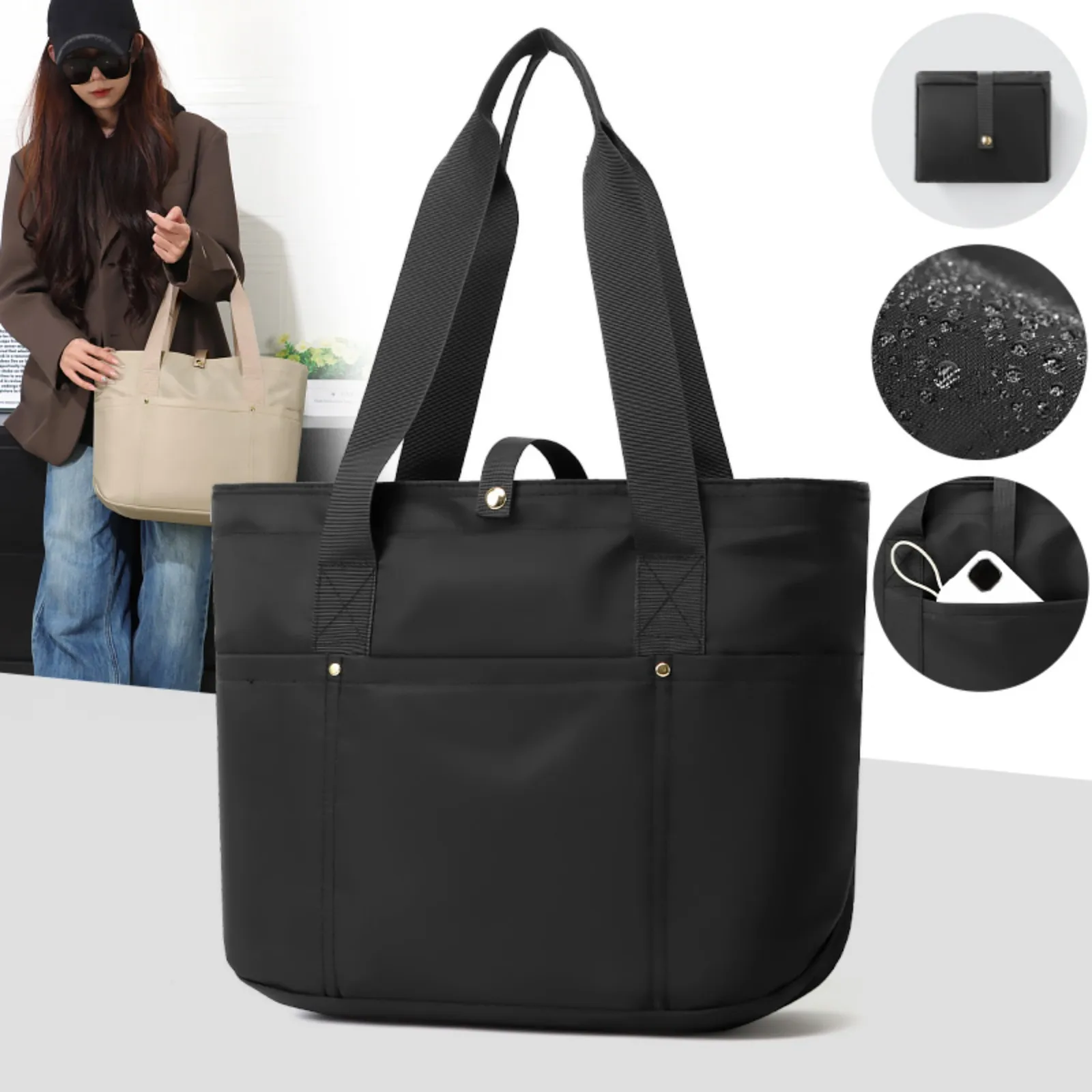 حقيبة يد كاجوال من THURAM للنساء حقيبة كتف كبيرة للسفر والعمل وحقيبة تسوق قابلة للطي #1