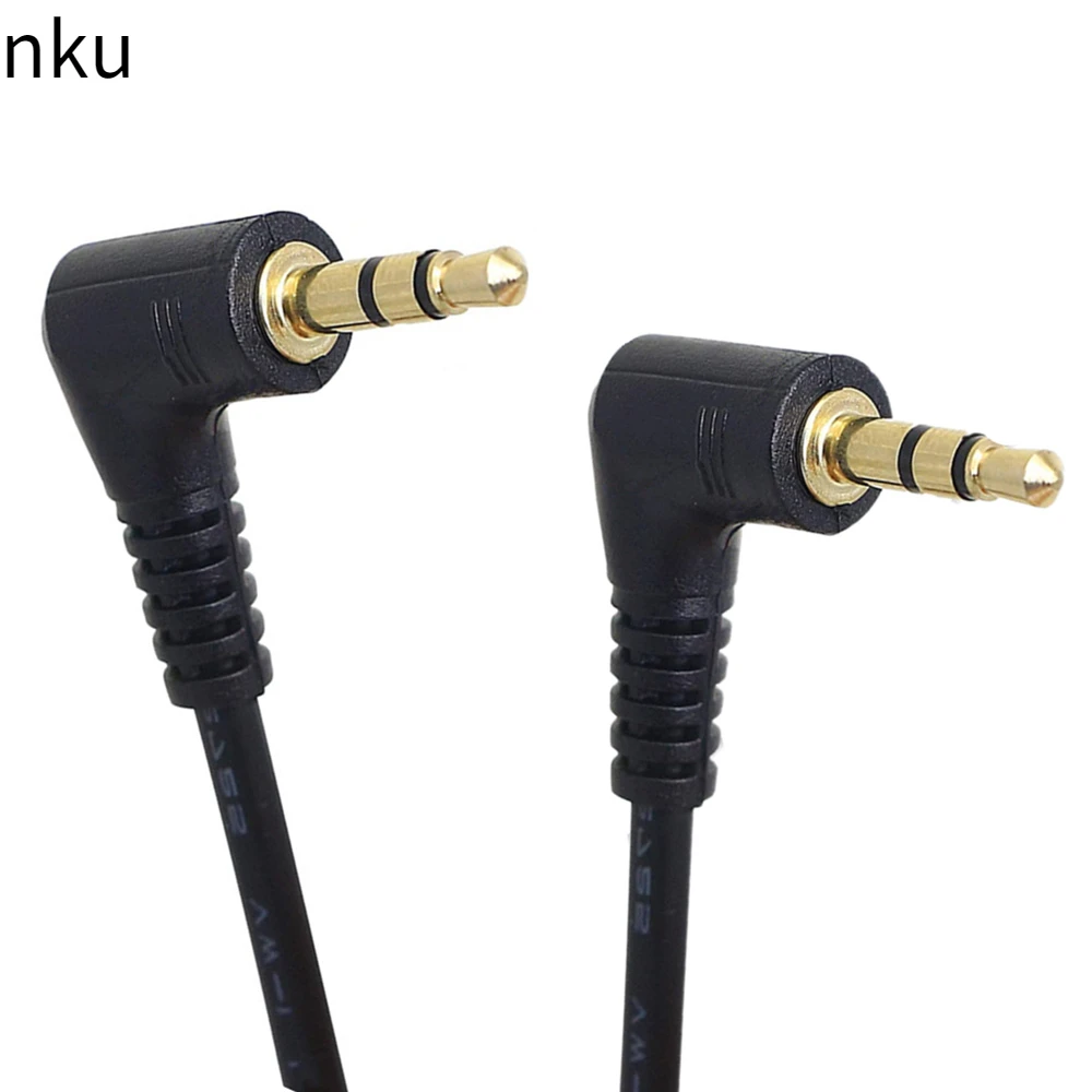 

Nku 3.5mm TRS Aux Cable Gold Plated 90 Degree Angled 3.5mm Male-Male Stereo Audio Cable for MP3/MP4 Player Speaker Car Music