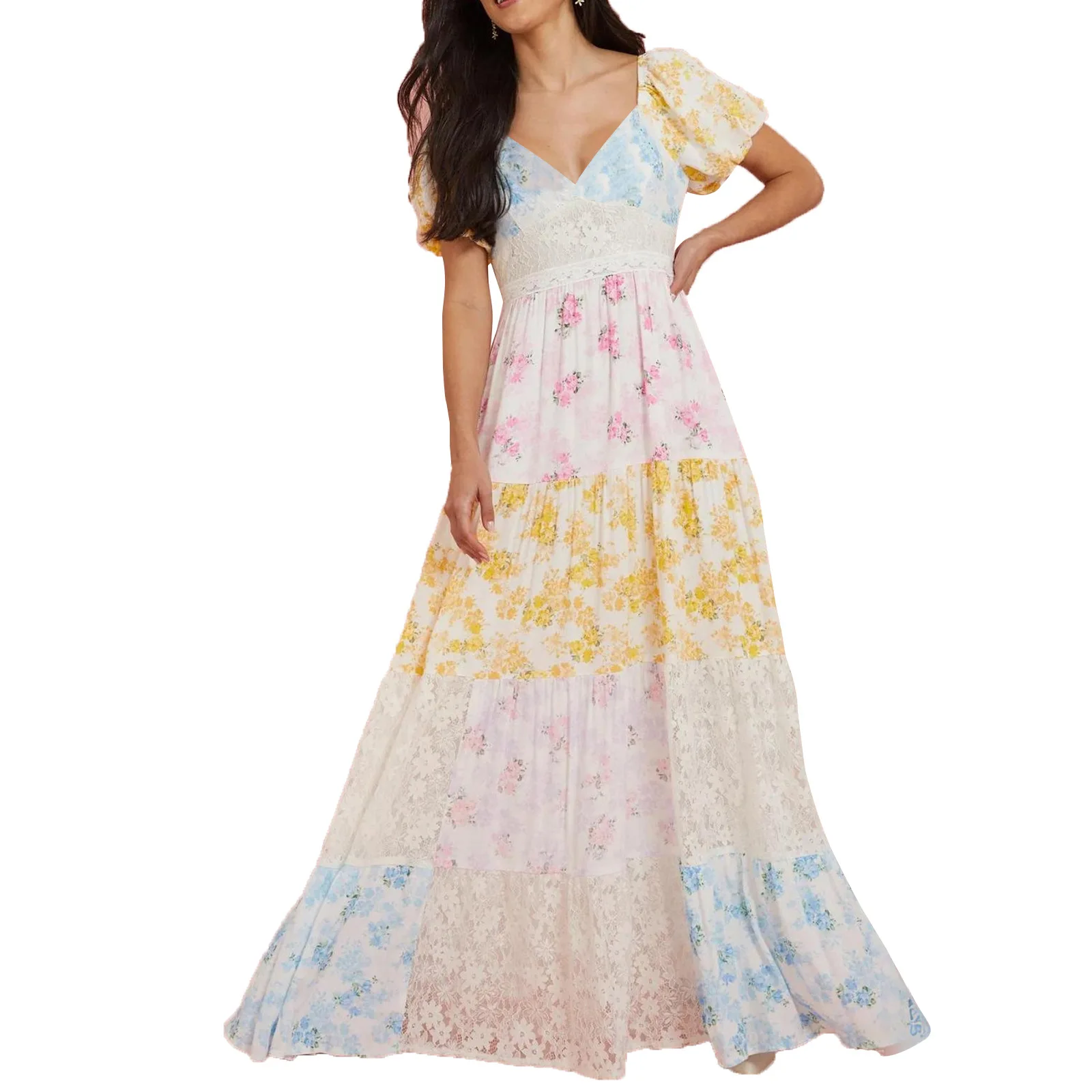 

2026 African Dresses For Women Sexy Long Lace Maxi Dress Summer Slim Backless Elegant Fashion Print Swing Dress Africa Clothing