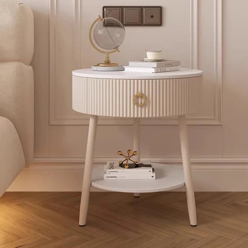 

Minimalist Modern Nightstands Nordic Luxury Round Trendy Bedside Table Small Storage Table De Chevet Chambre Room Furnitures
