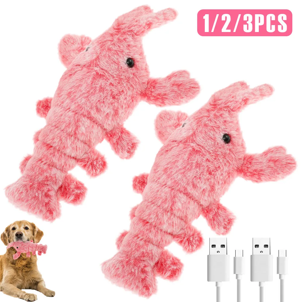 1/2/3Pcs Pet Toys Plush Lobster Interactive Cat Dog Toy Usb Charging Jumping Si…