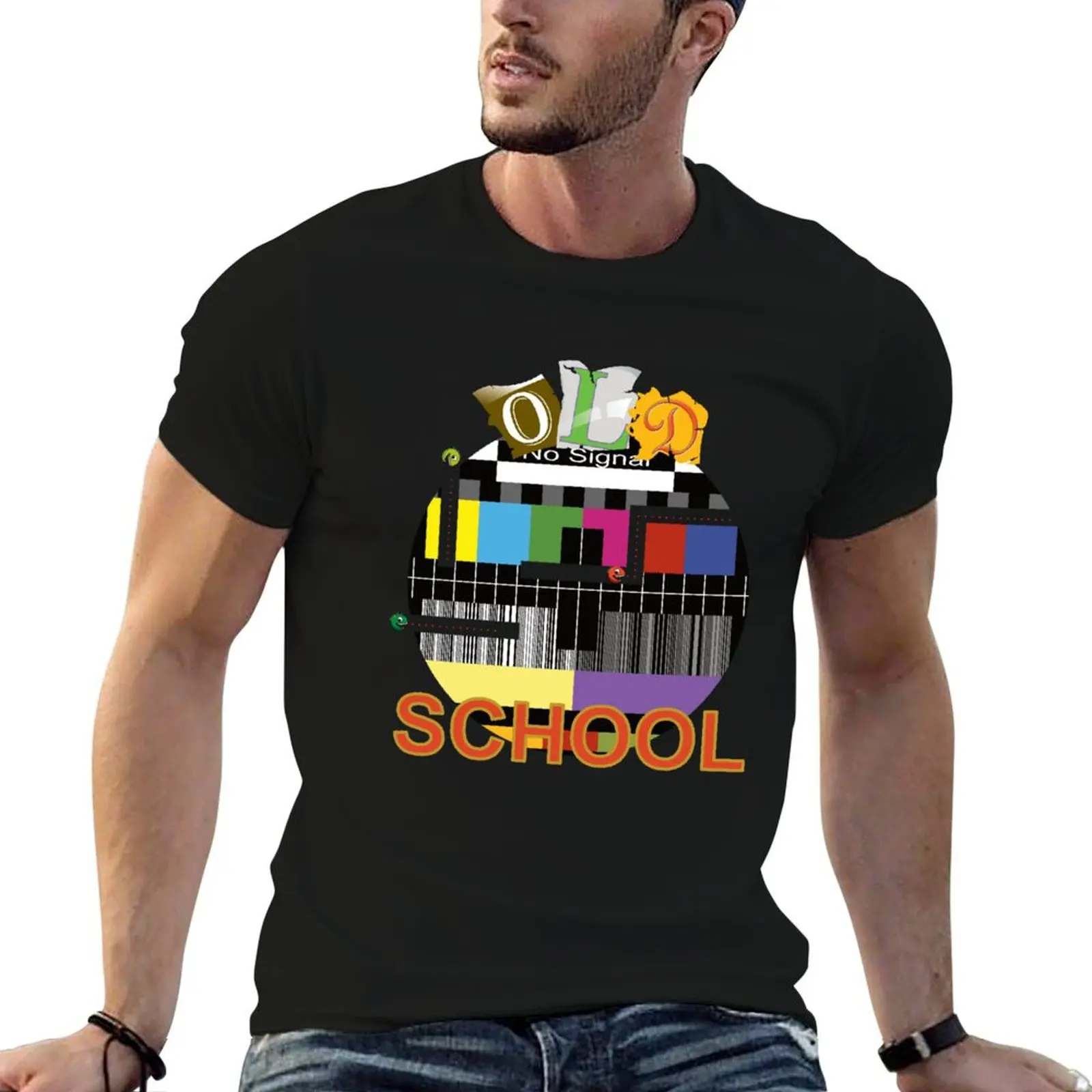 Old school test pattern from the 80s T-Shirt Basic Solid Color Short Sleeve T-Shirt