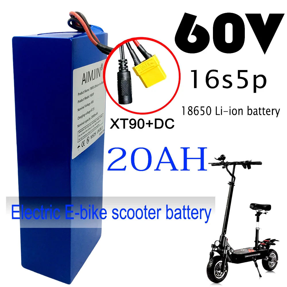 

2026 With built-in BMS 16S5P 60V 20Ah 2000W high-power Li-ion battery pack for Motorcycle, scooter, Bicycle MotorReplace battery