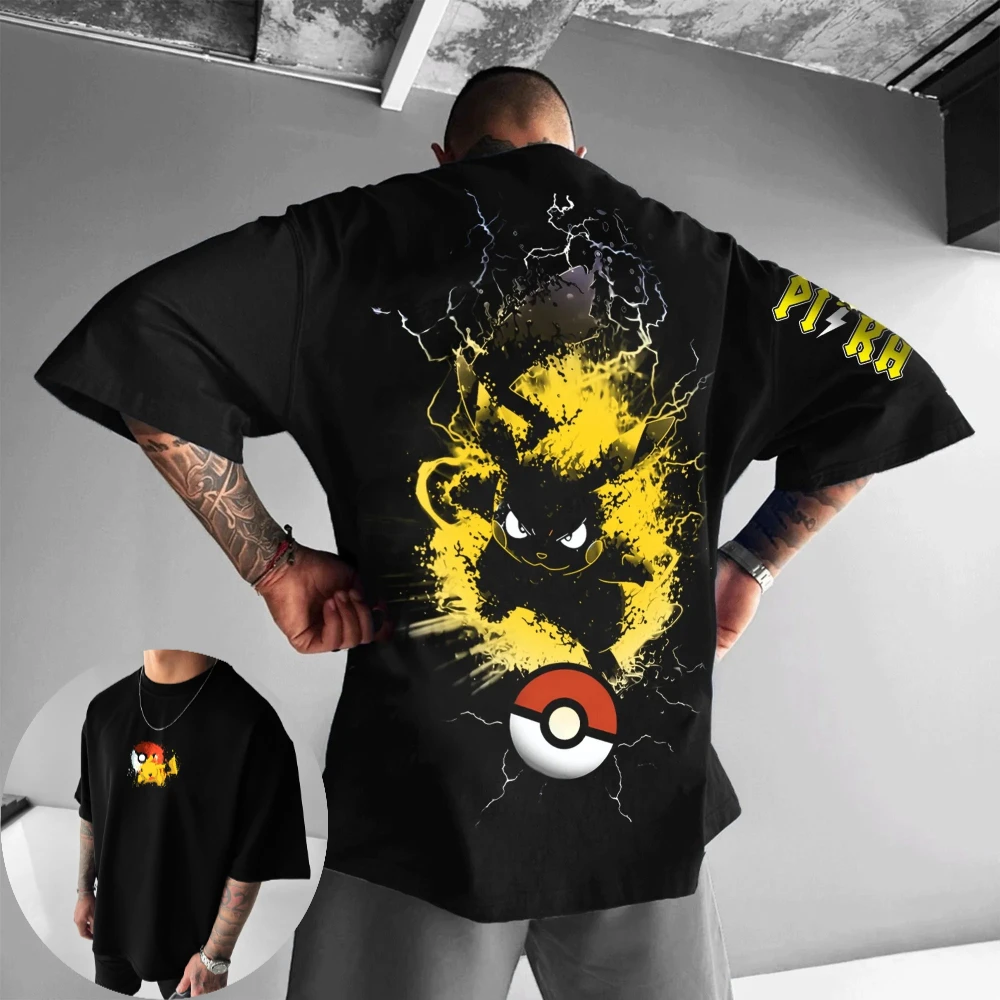 

Pokémon Men's and Women's T-shirt Pikachu Anime Tee Summer Fashion Trendy Boy's Girl's Short Sleeves Parent-child Outfits