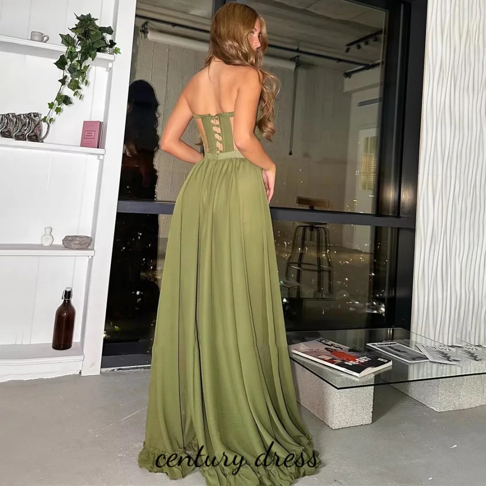 Customized Sleeveless High Split Women Prom Dress Mother Of The Bride A-Line Charming Ruffle Party Dress Women Evening Gown