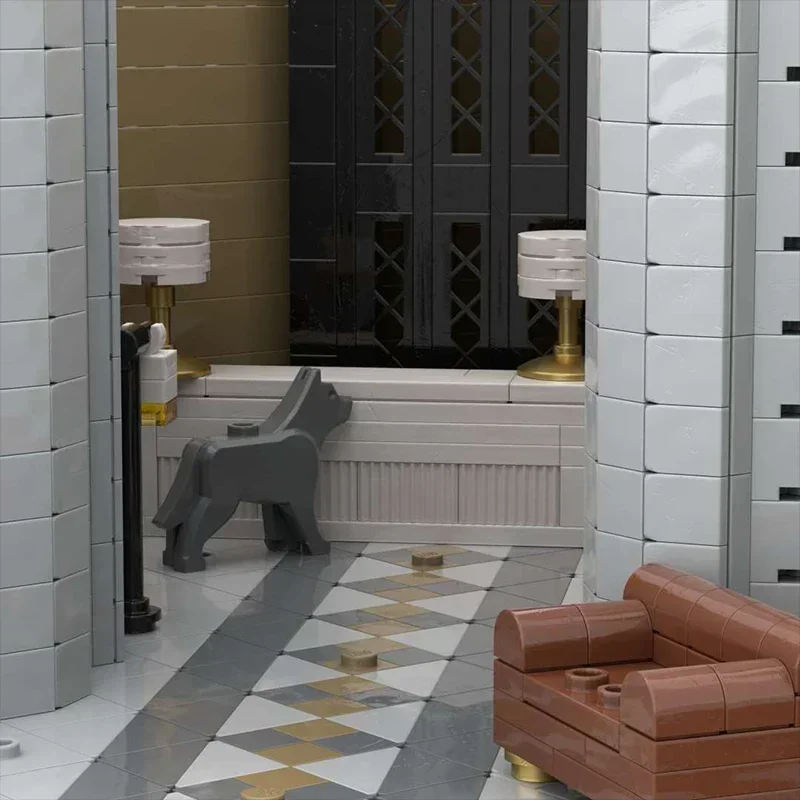 Tijolos técnicos moc cidade vista de rua modelo continental hotel blocos de construção modulares presente brinquedos para crianças conjuntos diy montagem