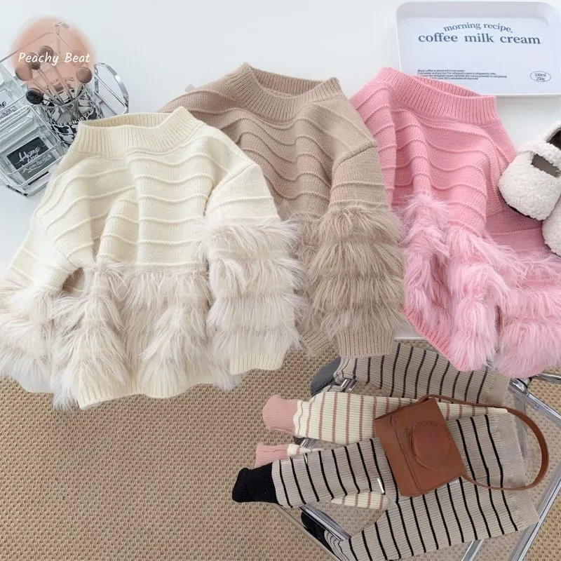 

Fashion Baby Girl Princess Plush Knitted Sweater Long Sleeve Infant Toddler Child Pullover Wool Tops Coat Baby Clothes 18M-14Y