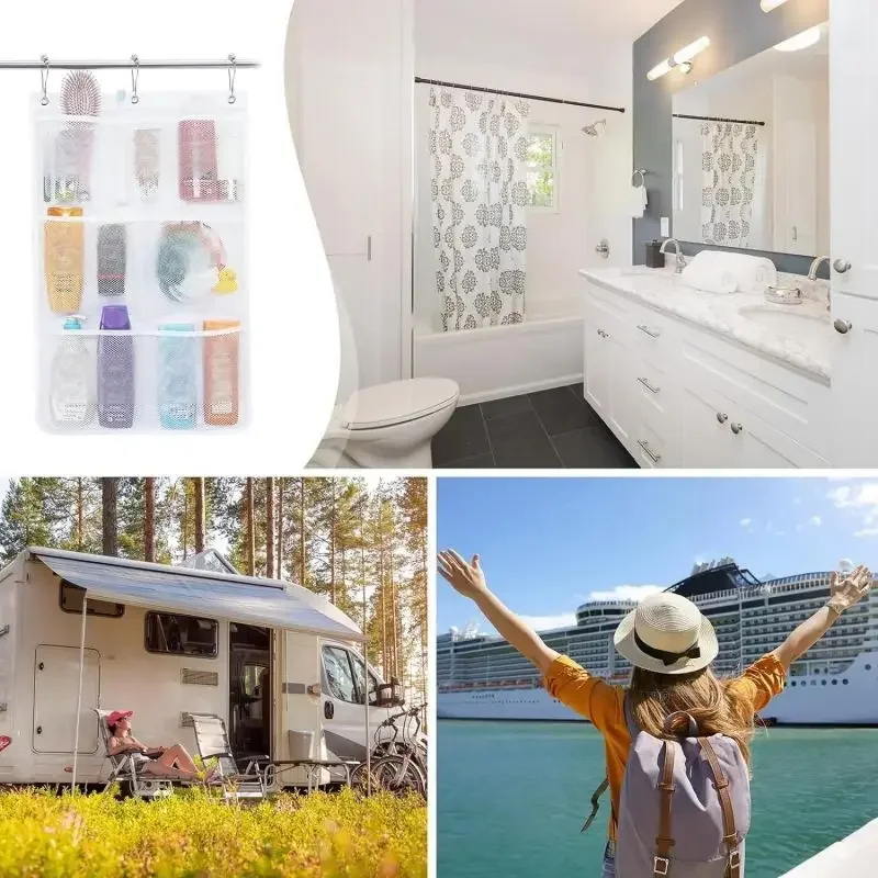 Bathroom Mesh Shower Storage Rack Hanging Toilet Storage Mesh Bag Mesh Bathroom Items Sorting Storage Hanging Bag