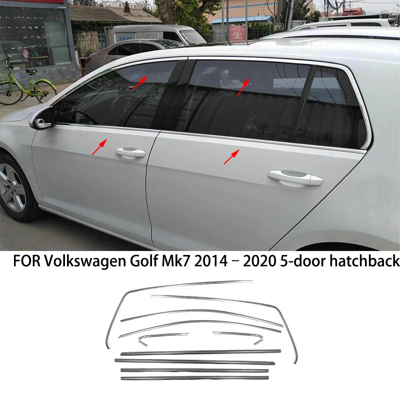 

FIT For Volkswagen Golf Mk7 2014–2020 5-door hatchback Stainless steel chrome Exterior Window Molding Strip Sill side Cover Trim