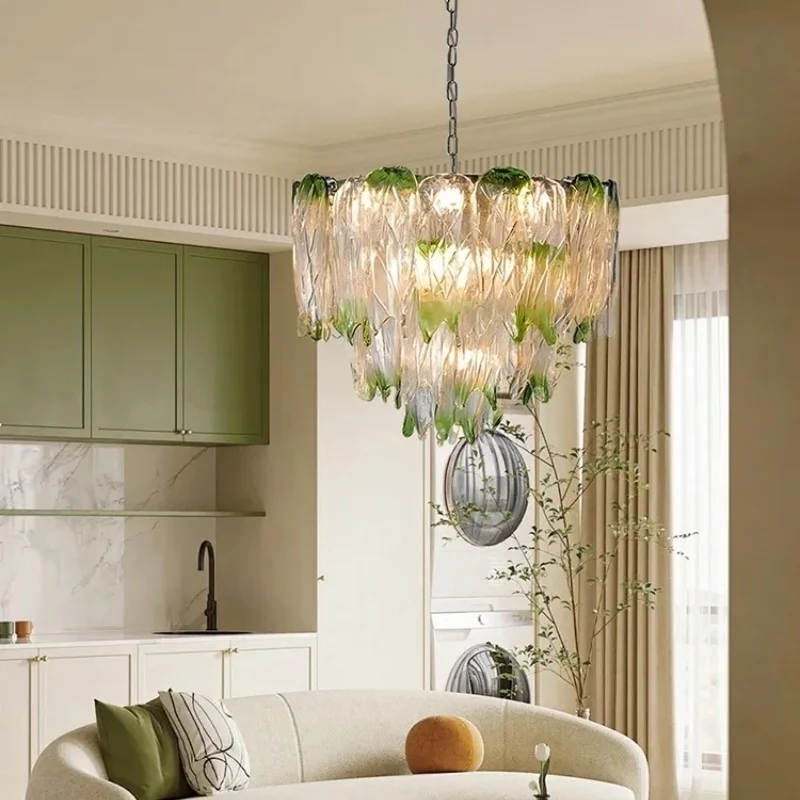

Green Round Crystal Chandeliers for Living Room Dining Room Home Decor Modern Classics Ceiling Pendant Light Indoor Lighting