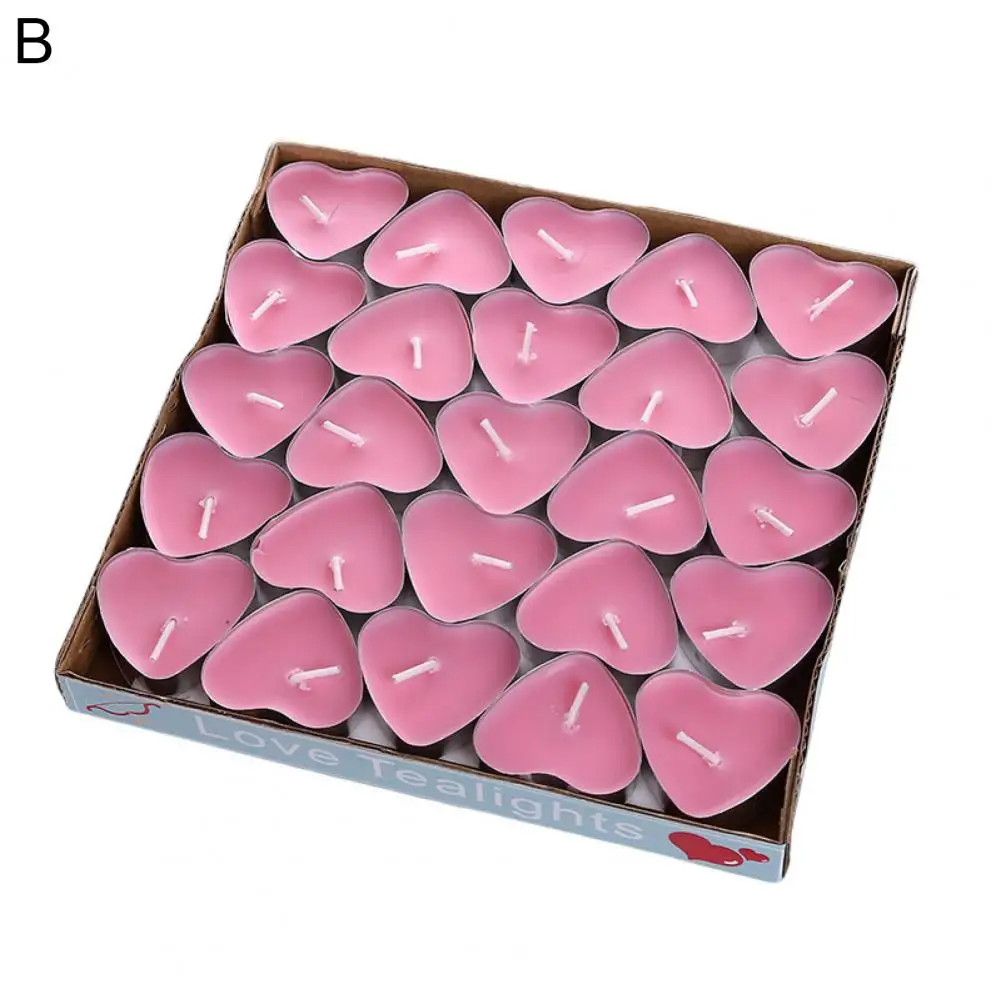 Tea Wax 50Pcs Convenient Birthday Decorating Mini Candles Small Size Tealight Candle Round/Heart Shape   for Party