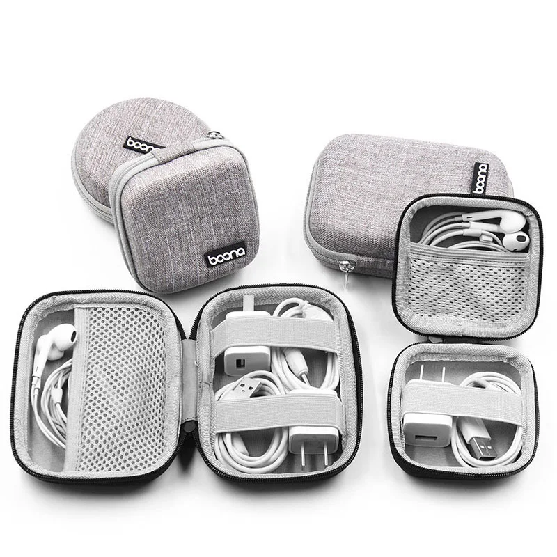 Mini Earphone Storage Bags Small Oval Hard Shell Data Cable Organizer Bag Tech Gadgets Portable Case Charger U Disk Zipper Pouch